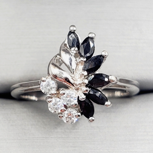 Jewelry - Genuine Marquise Sapphire & Round Diamond Simulants 925 Sterling Silver …